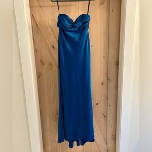 Vintage Dessy Collection Blue Strapless Full Length Gown